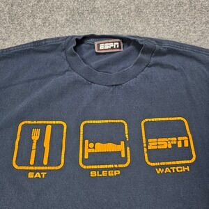 ESPN Eat Sleep Watch Graphic T Shirt Mens XL Navy Blue Short Sleeve Tee Y2K  NFL